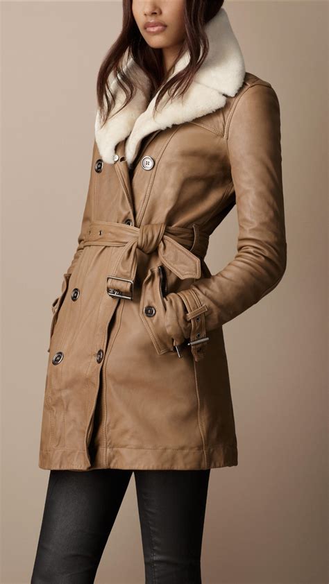 burberry sheepskin trench coat|burberry brit trench coat women's.